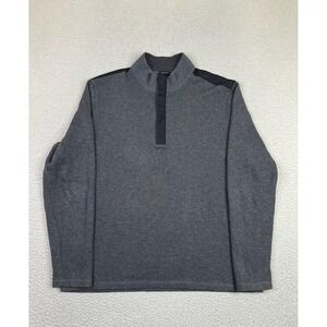 BOSS Hugo Boss Sweater Mens 2XL Gray 1/4 Zip Mock Neck Cotton Knit Pullover